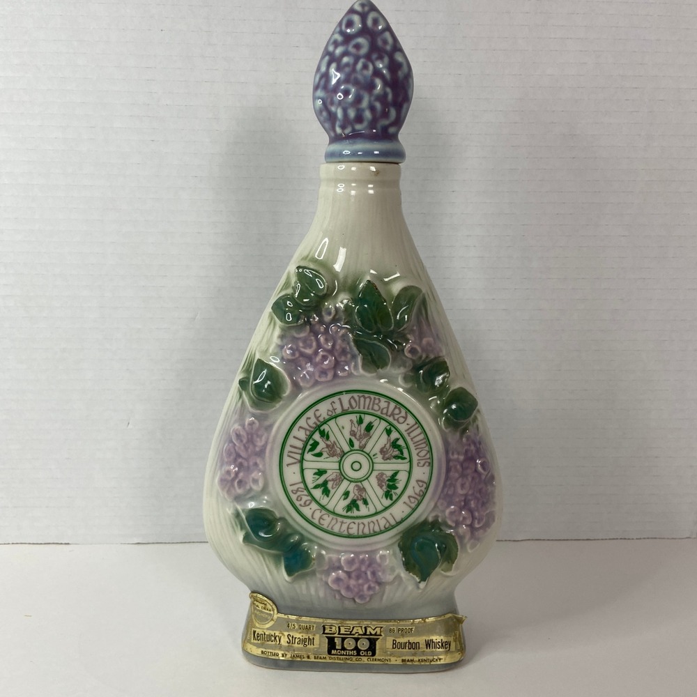 Vintage Jim Beam Centennial 1864-1964 Regal China Decanter Floral Bottle Stopper